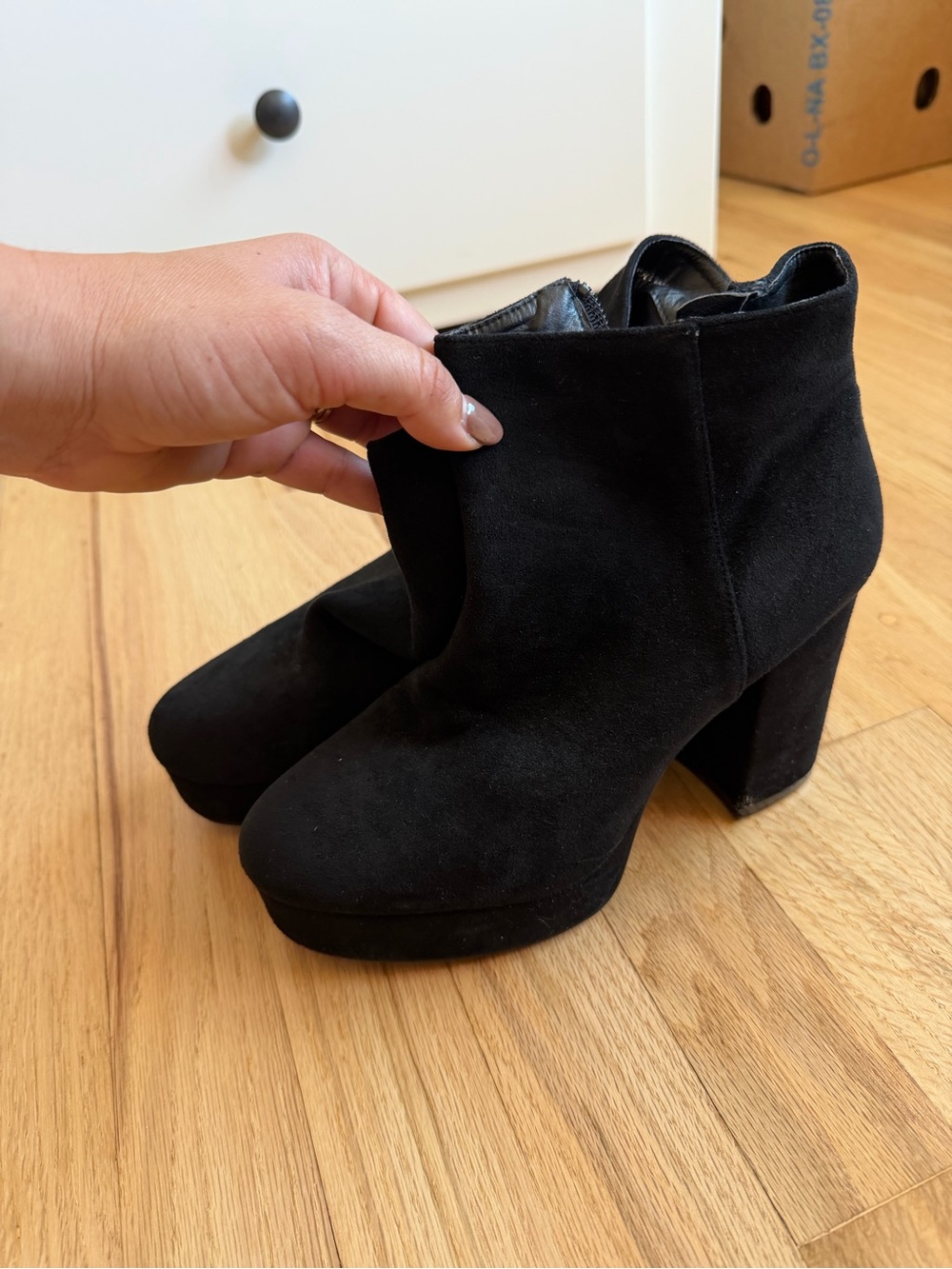 Black Suede Platform Ankle Booties